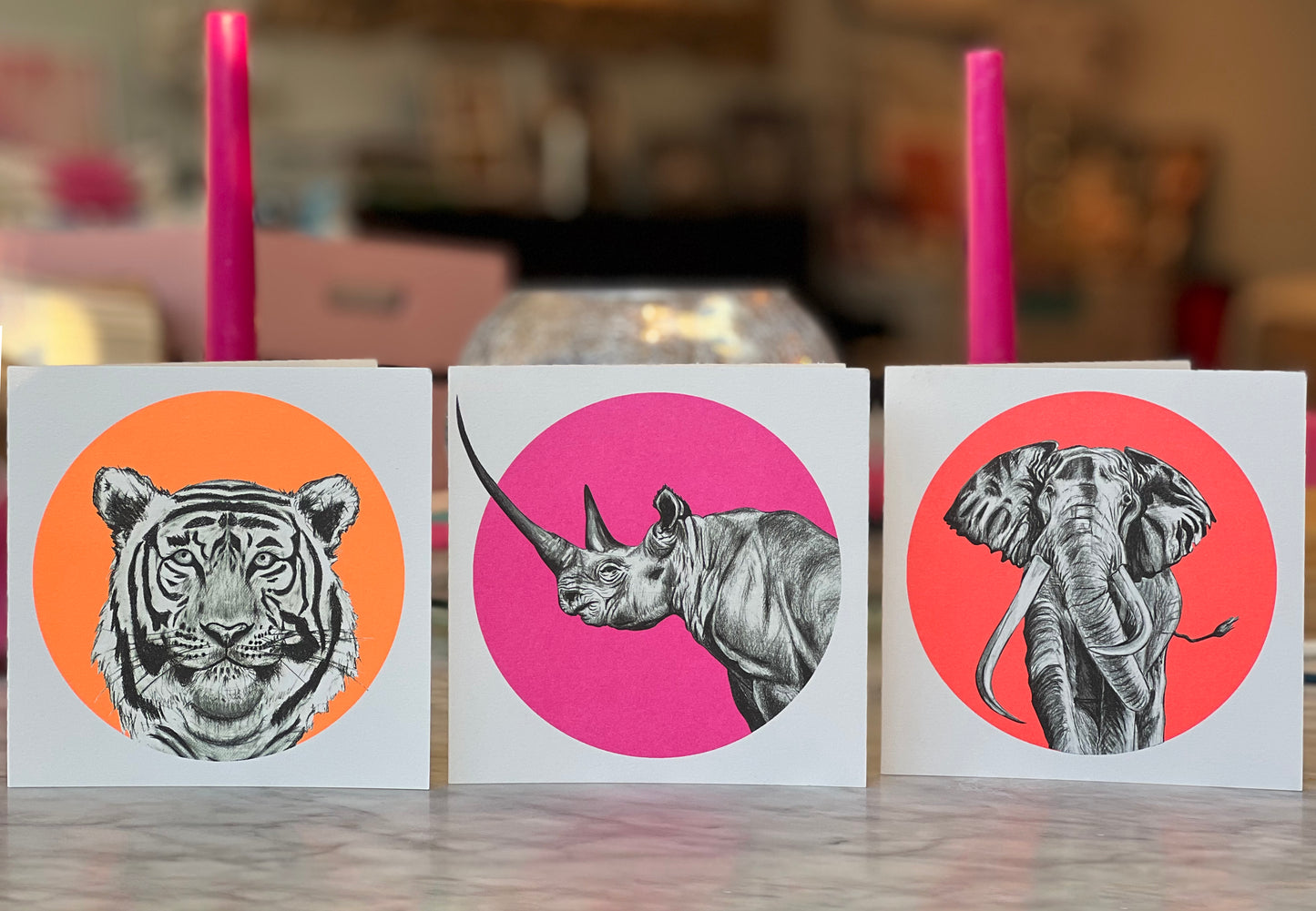 Neon Wildlife Card Set of 3