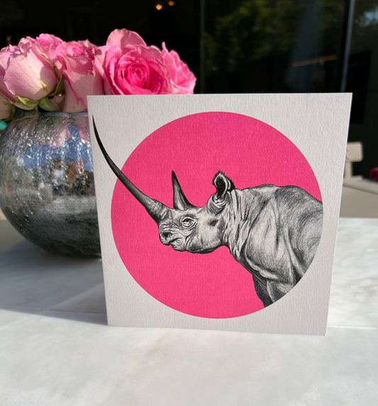 Pink Rhino Wildlife Card