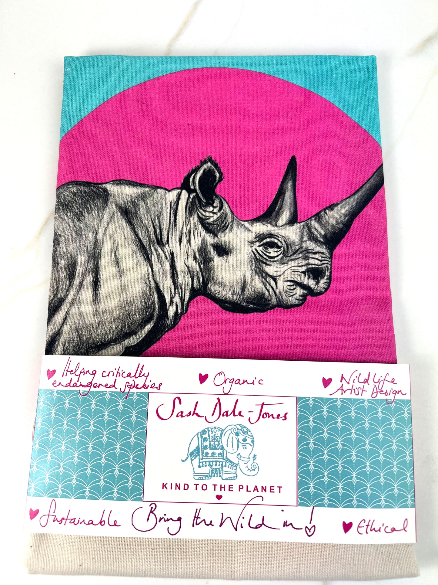 Tea Towel - Pink Rhino