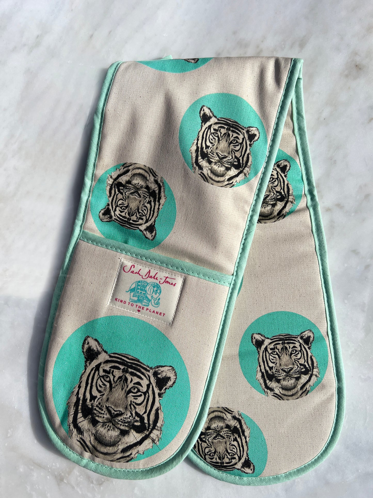 Oven Gloves - Aqua Tiger