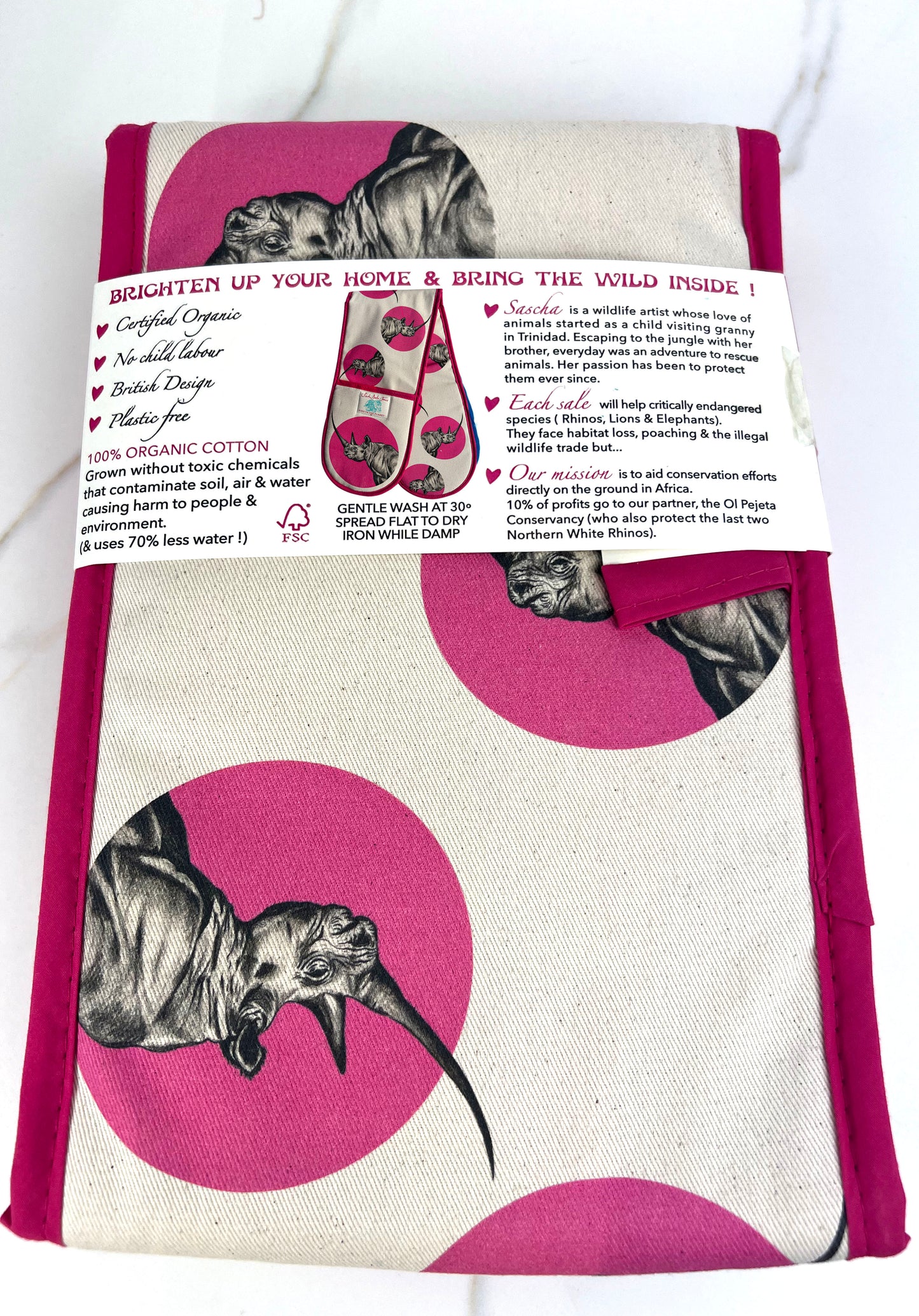 Oven Gloves - Pink Rhino