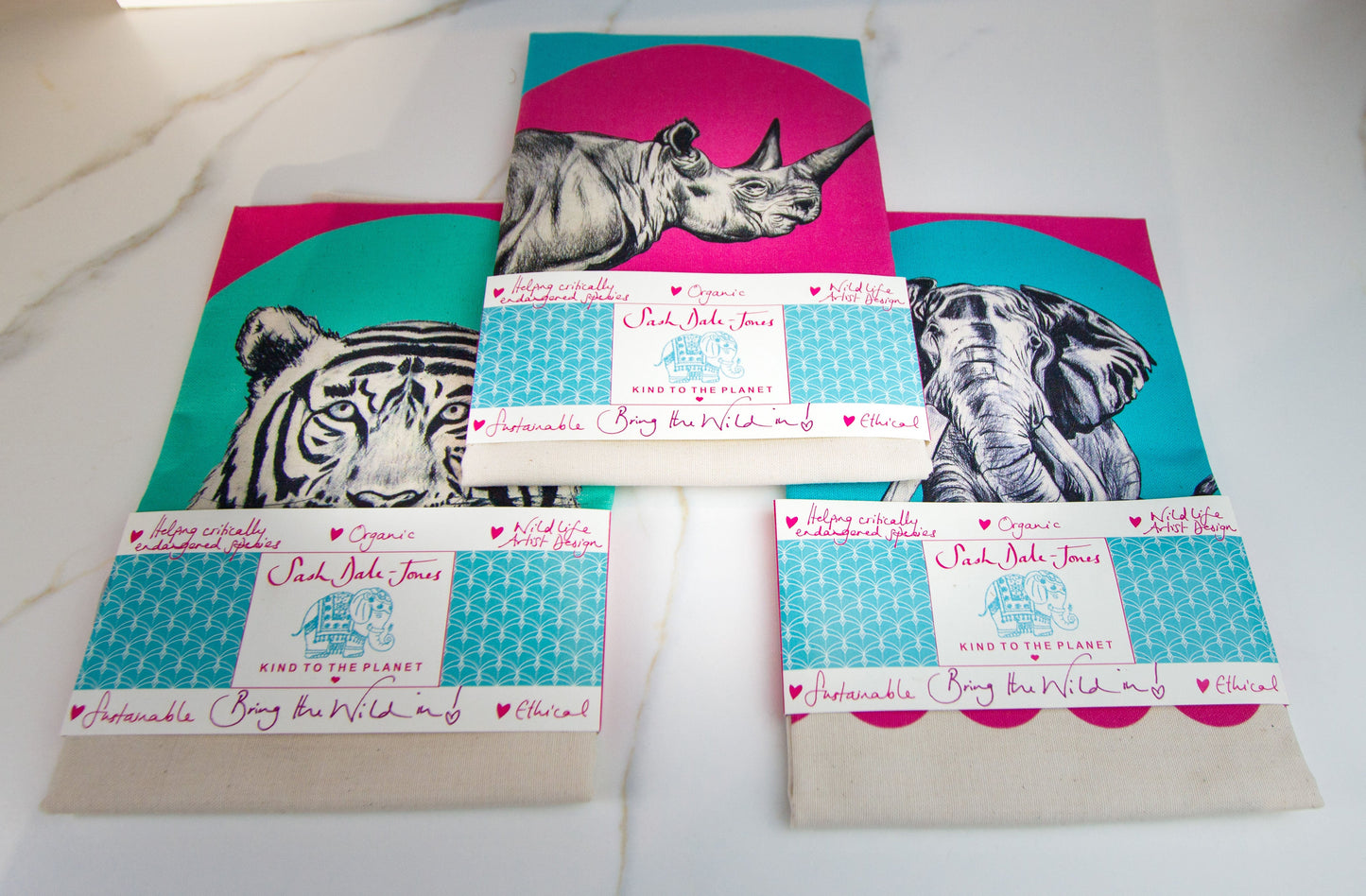 Tea Towels - Aqua Tiger