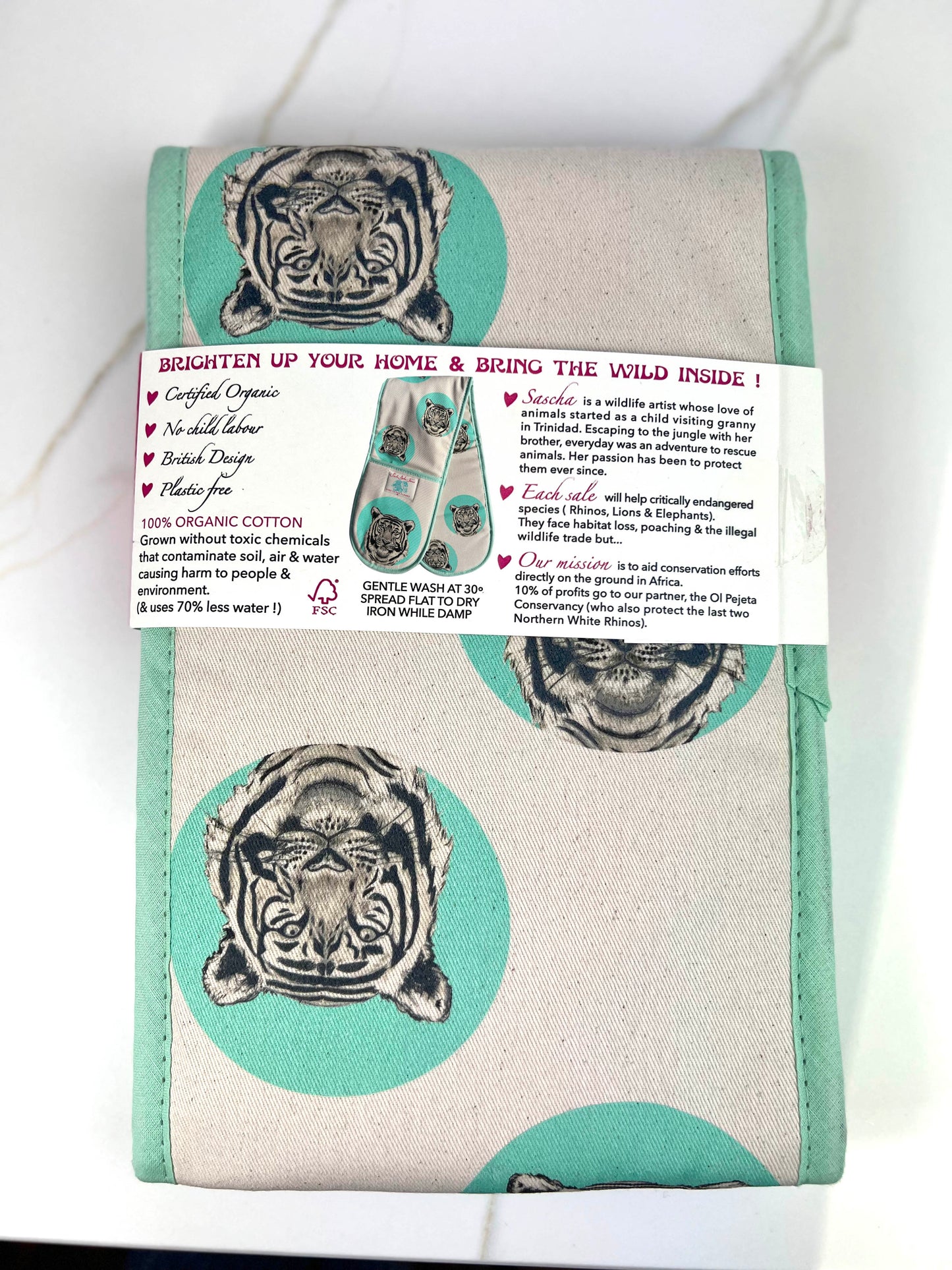 Oven Gloves - Aqua Tiger