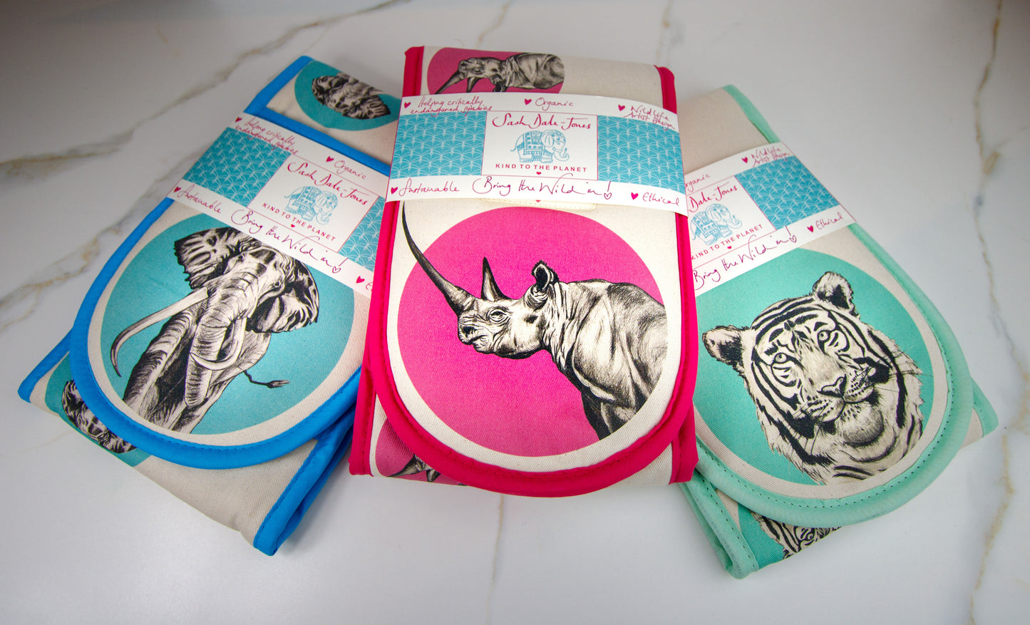 Oven Gloves - Pink Rhino